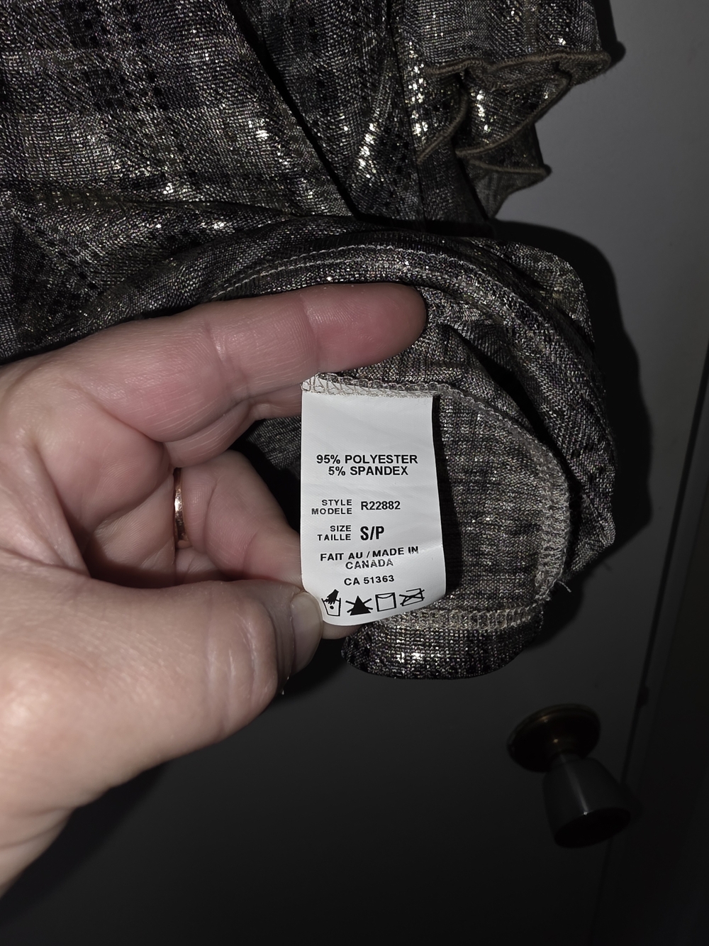 Plaid Ruffle-Sleeve Blouse in Grey And Black With Metallic Accent, Soft & Flowy - Picture 5 of 6